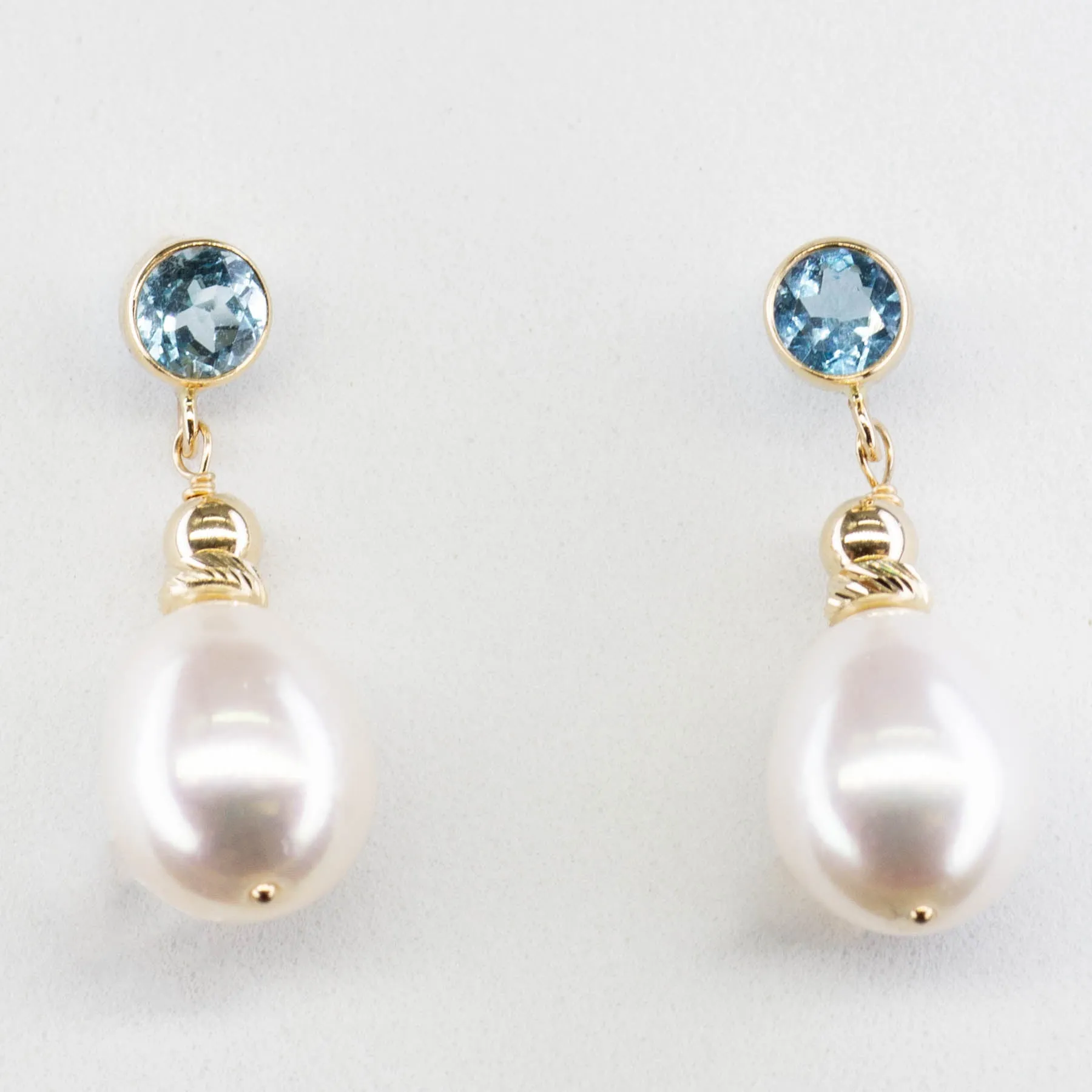 100 Ways Jewelry '100 Ways' Swiss Blue Topaz & Pearl Drop Earrings | 3.50ctw, 0.60ctw |