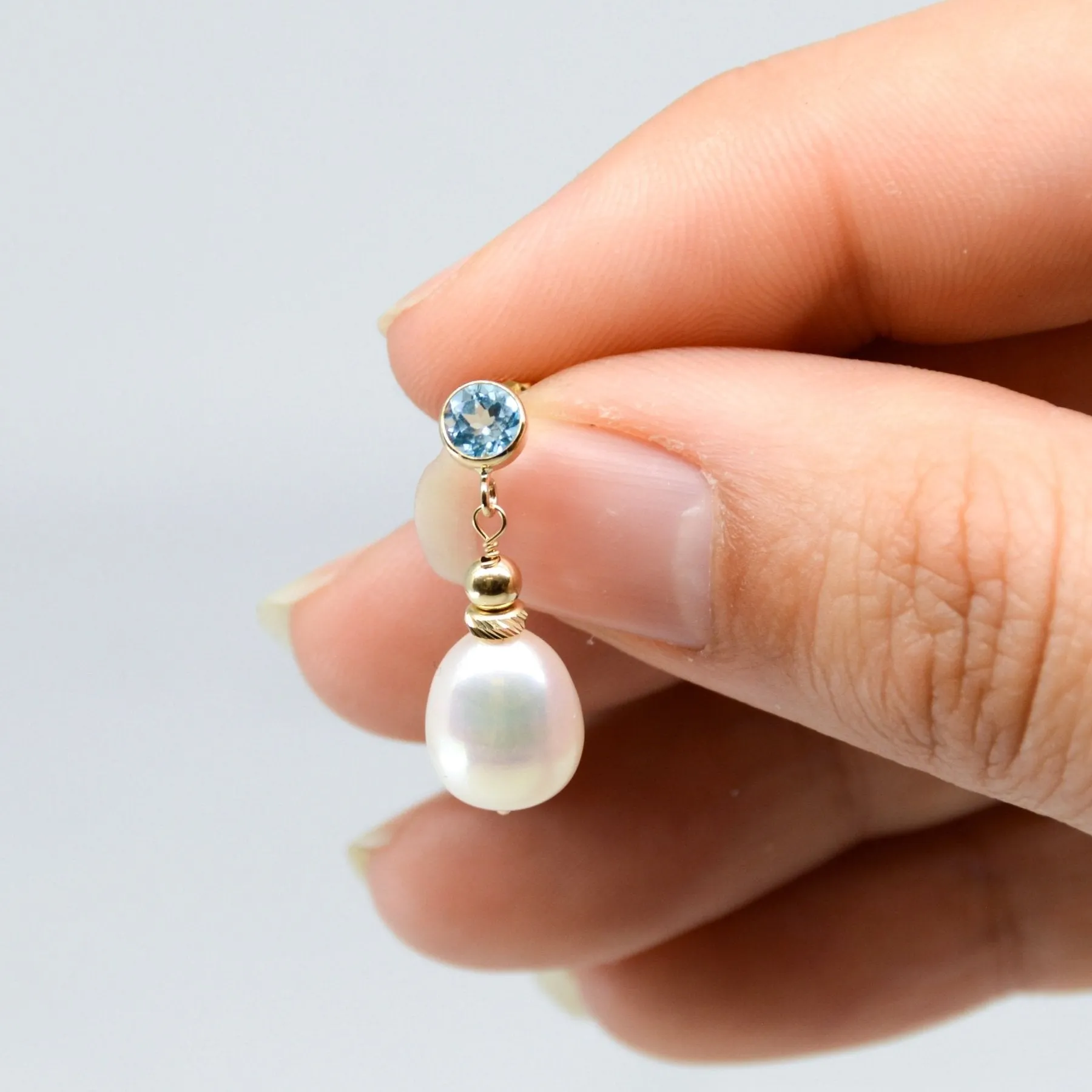 100 Ways Jewelry '100 Ways' Swiss Blue Topaz & Pearl Drop Earrings | 3.50ctw, 0.60ctw |