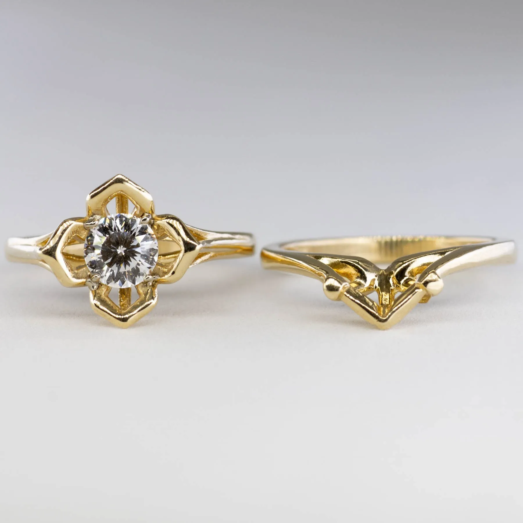 100 Ways Jewelry '100 Ways' Unique Floral Diamond Wedding Set | SZ 5.5 |