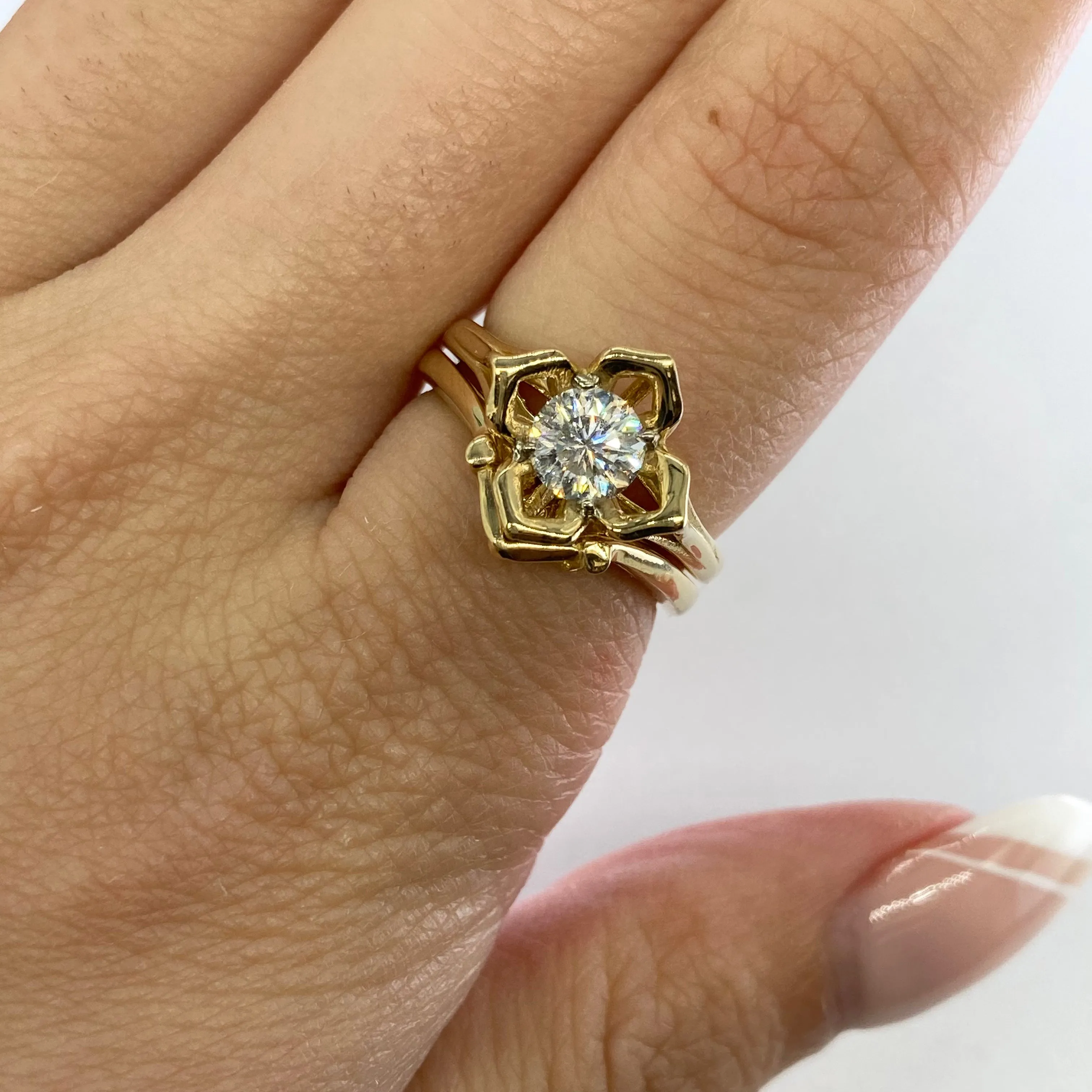 100 Ways Jewelry '100 Ways' Unique Floral Diamond Wedding Set | SZ 5.5 |