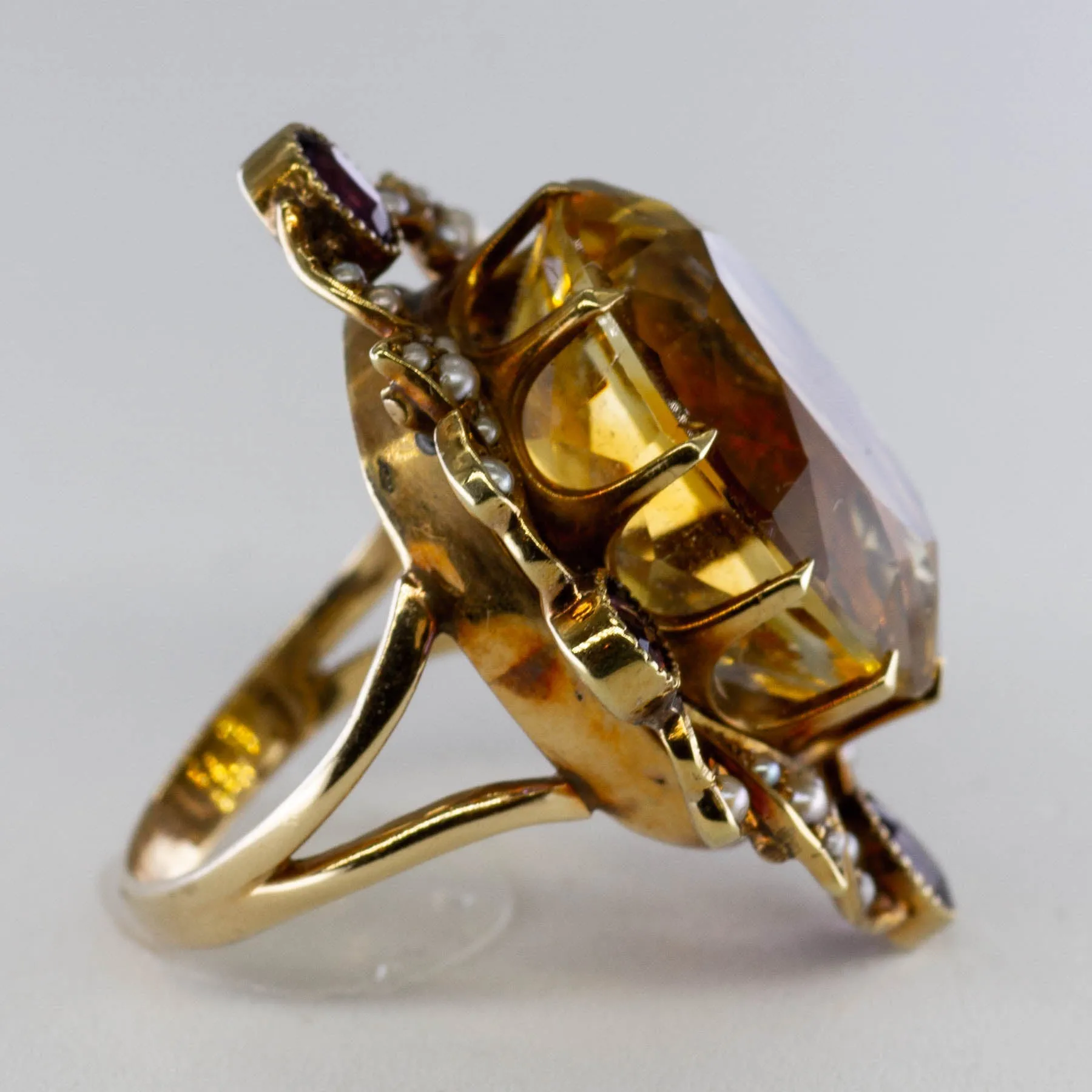 100 Ways Jewelry '100 Ways' Victorian Citrine Cocktail Ring | 13.15ct, 0.60ctw | SZ 5.5 |
