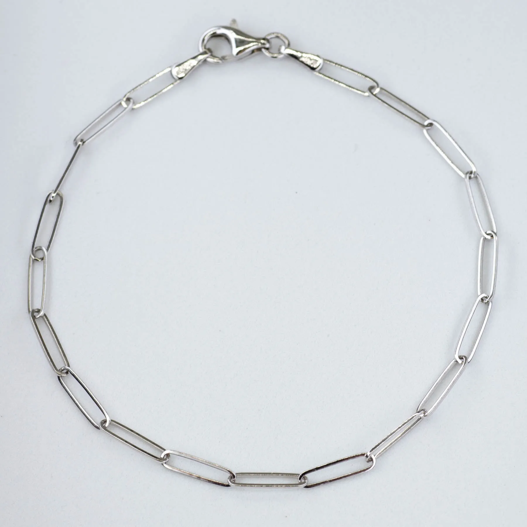 100 Ways Jewelry '100 Ways' White Gold Paperclip Chain Bracelet | 7" |