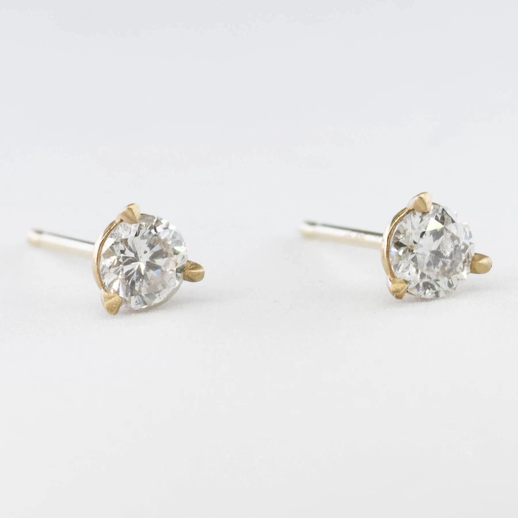100 Ways Jewelry '100 Ways' Yellow Gold Diamond Three Prong Martini Studs | 0.45 ctw |
