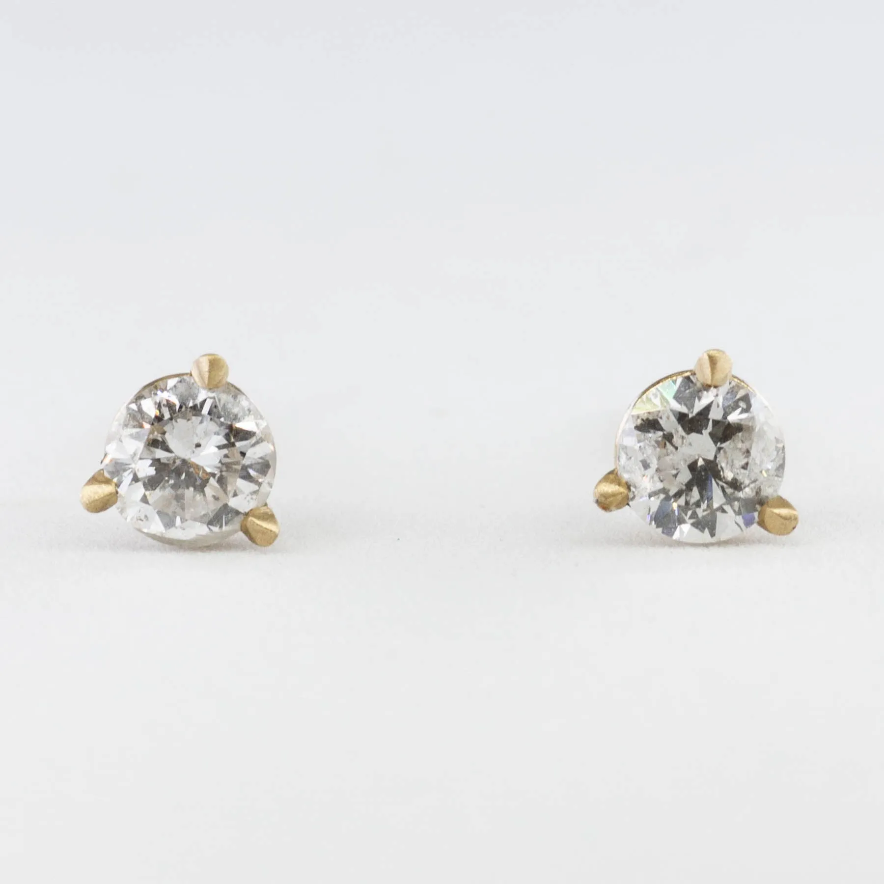 100 Ways Jewelry '100 Ways' Yellow Gold Diamond Three Prong Martini Studs | 0.45 ctw |