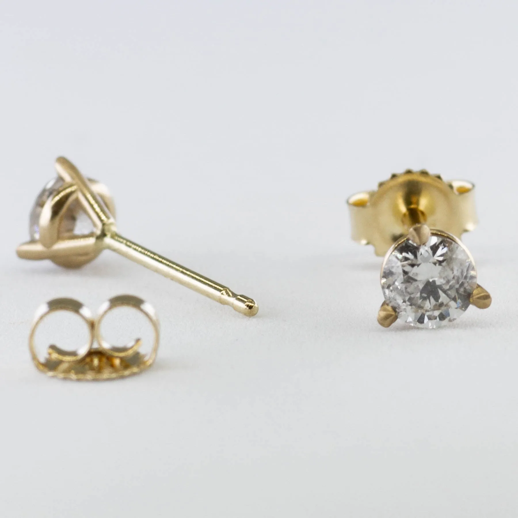 100 Ways Jewelry '100 Ways' Yellow Gold Diamond Three Prong Martini Studs | 0.45 ctw |