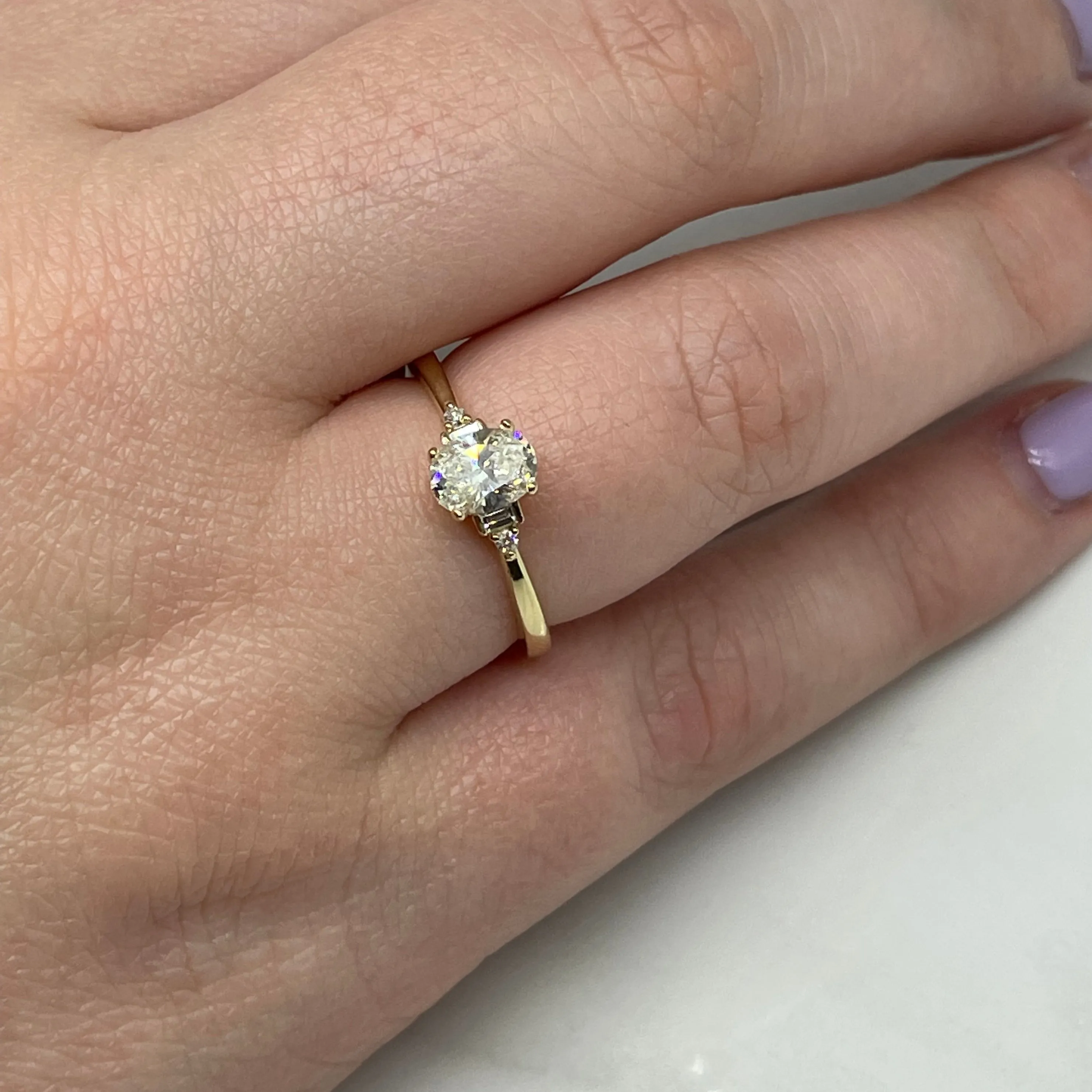 100 Ways Jewelry Bespoke' Accented Oval Diamond Engagement Ring | 0.76ctw | SZ 6.75 |