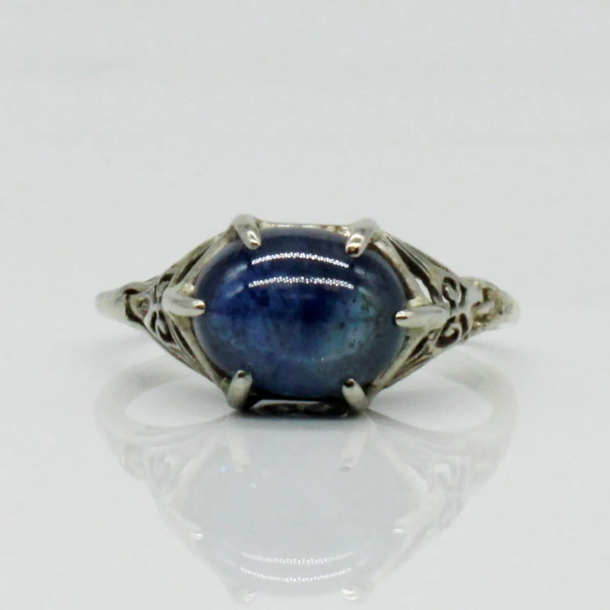 100 Ways Jewelry Bespoke' Art Deco Cabochon Sapphire Ring | 3.02ct | SZ 6 |