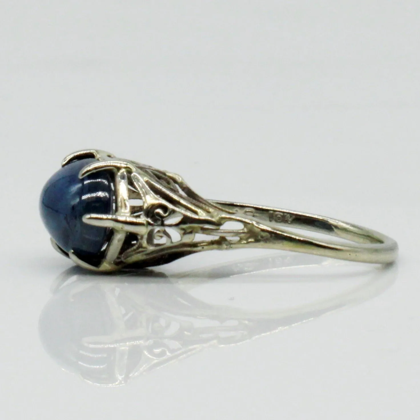 100 Ways Jewelry Bespoke' Art Deco Cabochon Sapphire Ring | 3.02ct | SZ 6 |
