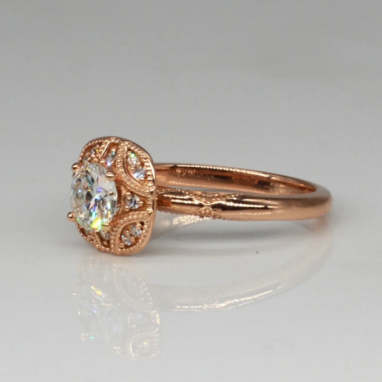 100 Ways Jewelry Bespoke' Art Deco Inspired Rose Gold Engagement Ring | 0.83ctw | SZ 7.25 |