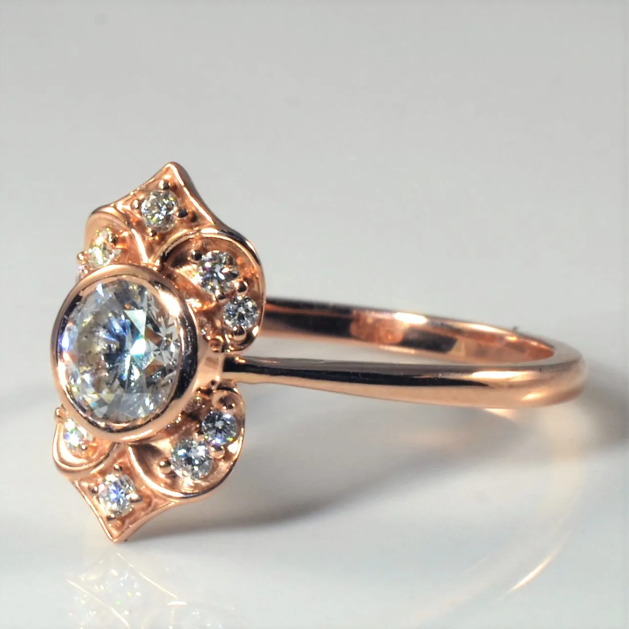 100 Ways Jewelry Bespoke' Bezel Set Diamond Engagement Ring | 0.93ctw | SZ 7.5 |