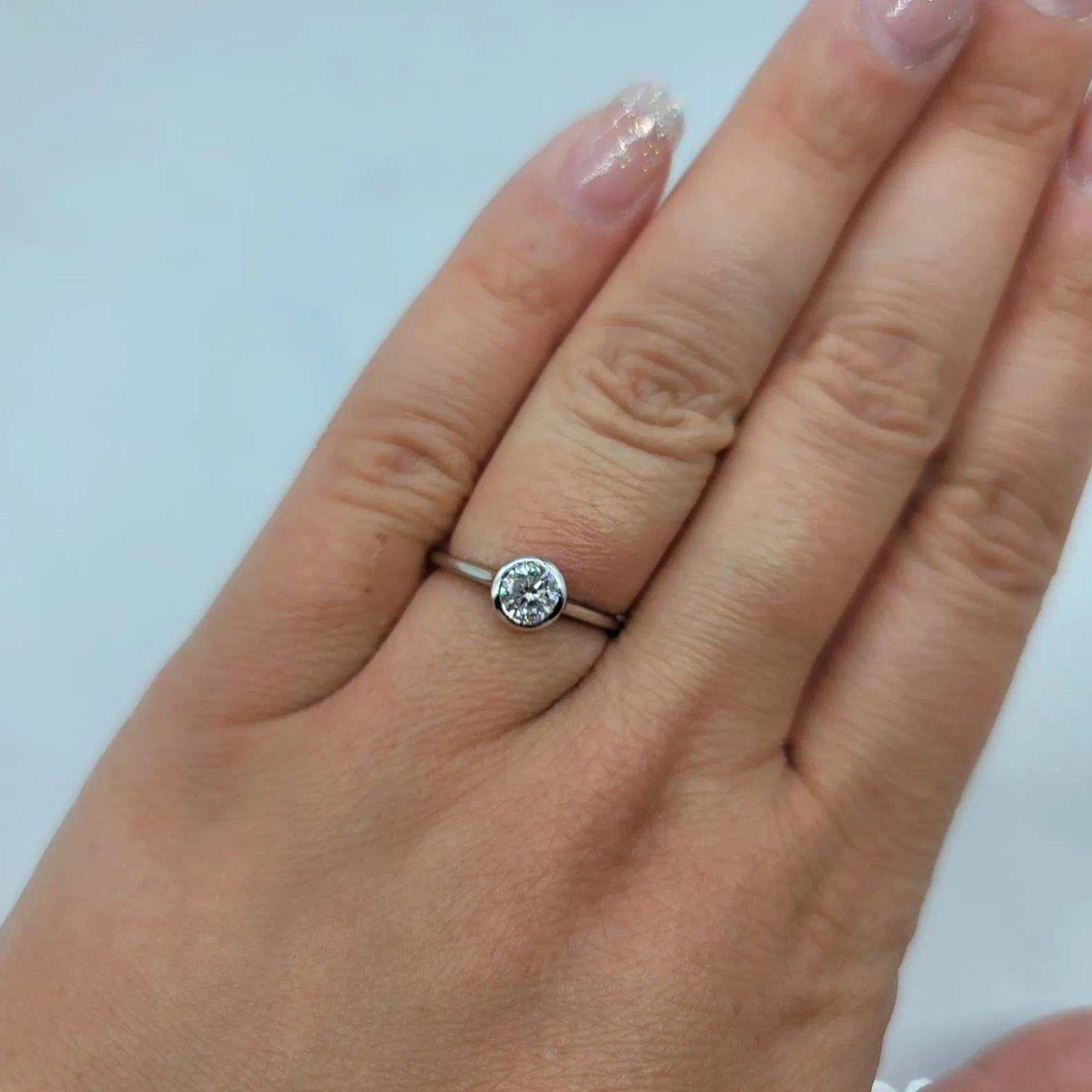 100 Ways Jewelry Bespoke' Bezel Set Solitaire Engagement Ring | 0.51ct | SZ 6.5 |