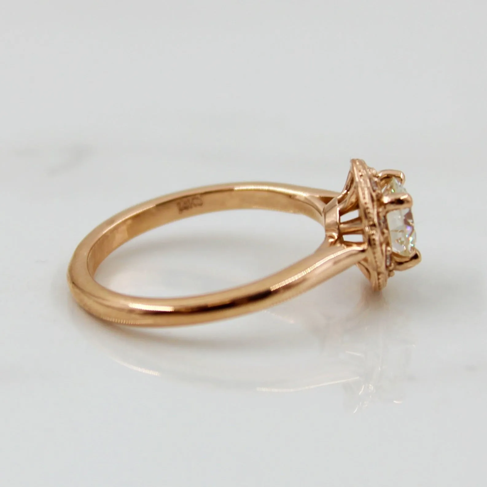 100 Ways Jewelry Bespoke' Filigree Halo Engagement Ring | 0.86ctw | SZ 7 |