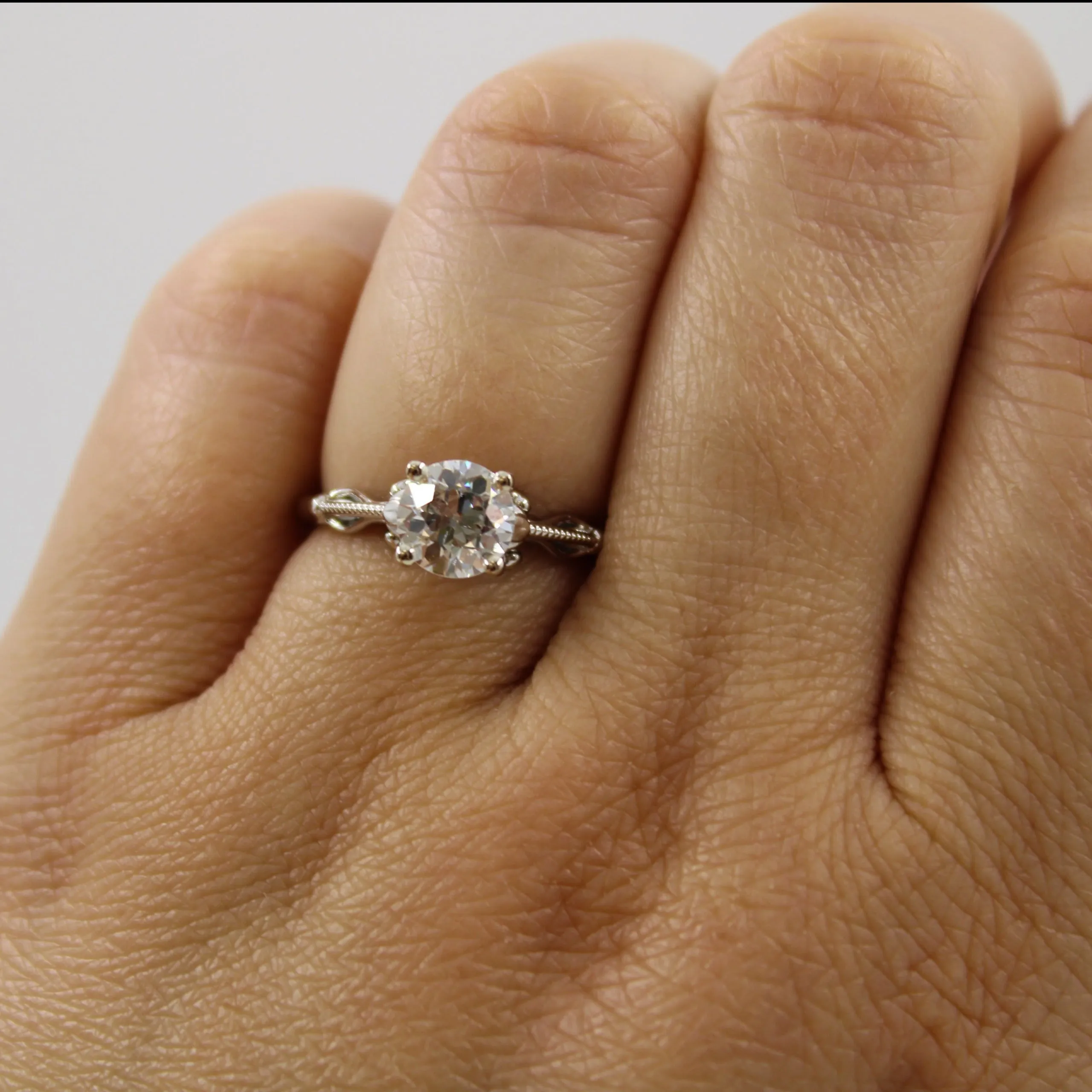 100 Ways Jewelry Bespoke' Lotus Inspired Engagement Ring | 1.20ct | SZ 7 |