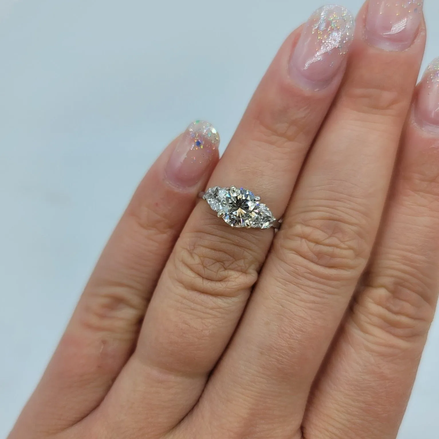 100 Ways Jewelry Bespoke' Marquise Cluster Detailed Engagement Ring | 1.51ctw | SZ 4.75 |