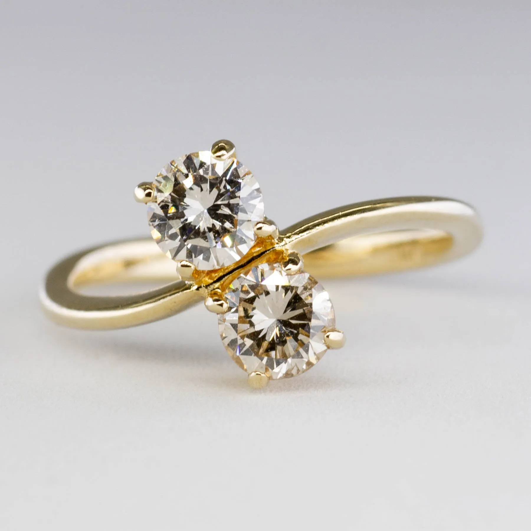 100 Ways Jewelry Bespoke' Modern Toi et Moi Bypass Diamond Ring | 1.06ctw | SZ 7 |
