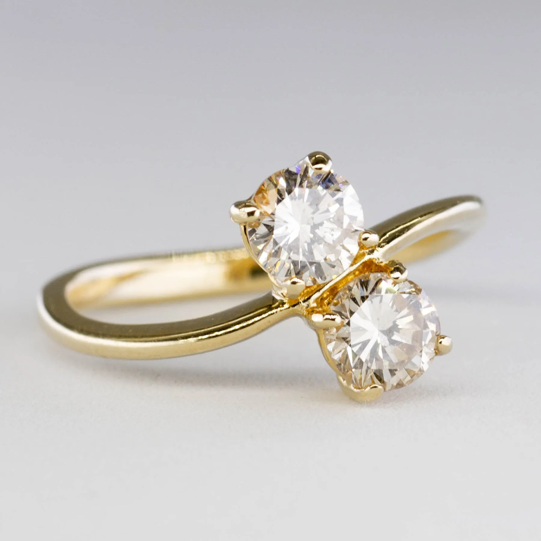 100 Ways Jewelry Bespoke' Modern Toi et Moi Bypass Diamond Ring | 1.06ctw | SZ 7 |