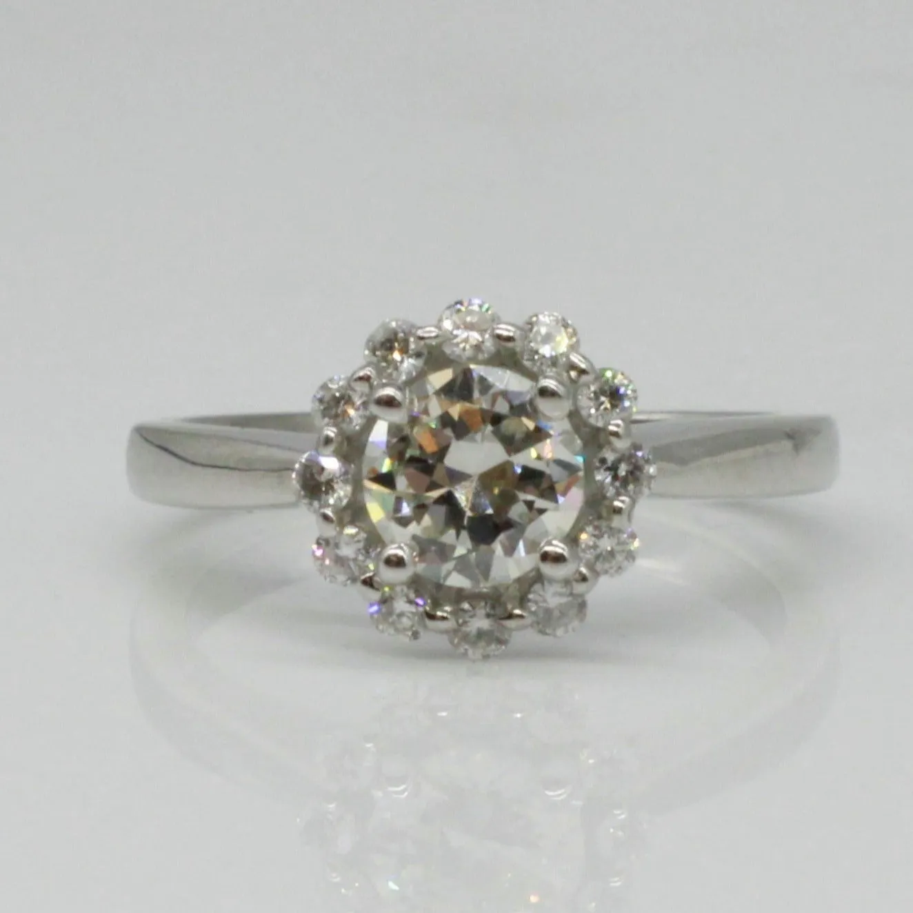 100 Ways Jewelry Bespoke' Old European Diamond Halo Engagement Ring | 0.70ctw | SZ 4.75 |