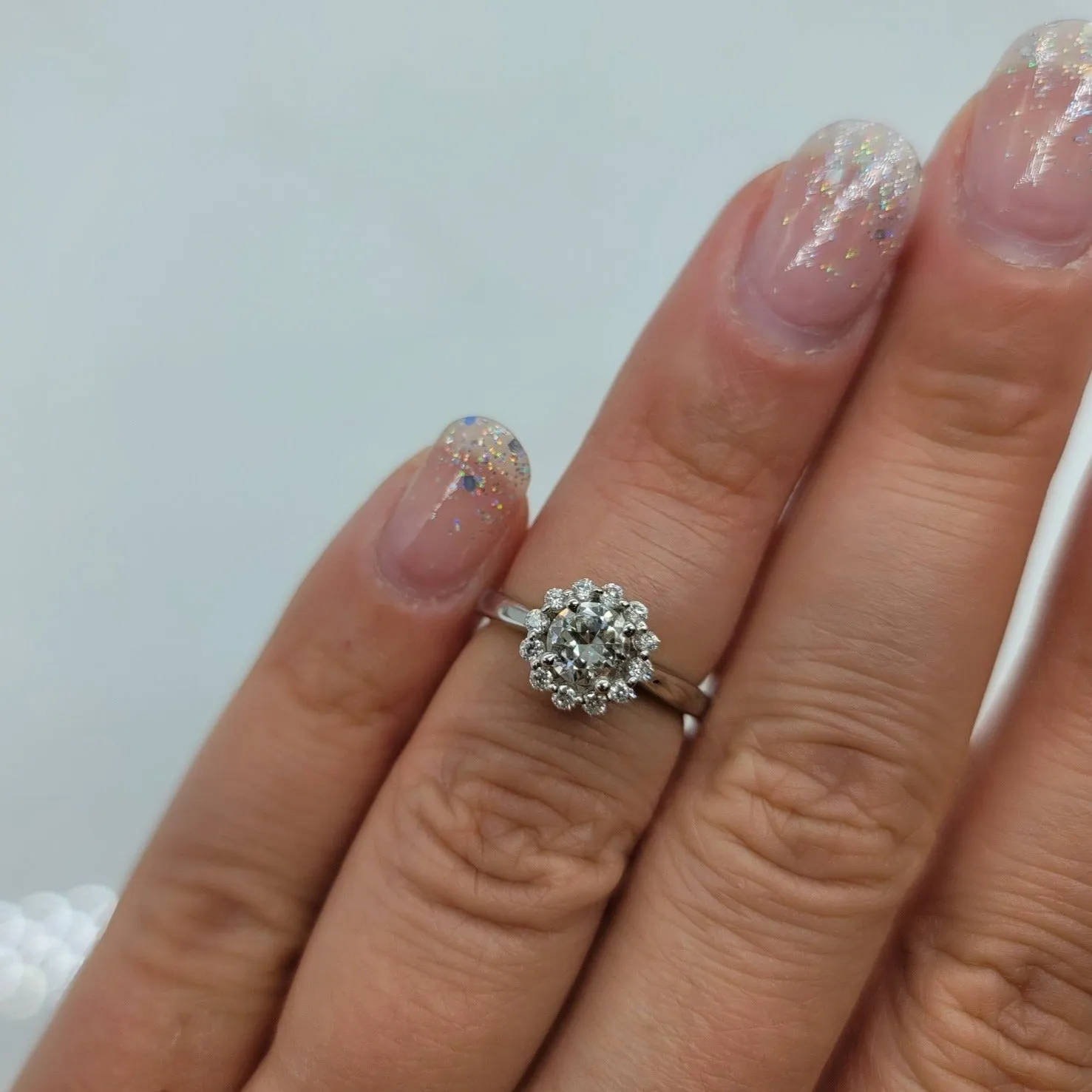 100 Ways Jewelry Bespoke' Old European Diamond Halo Engagement Ring | 0.70ctw | SZ 4.75 |