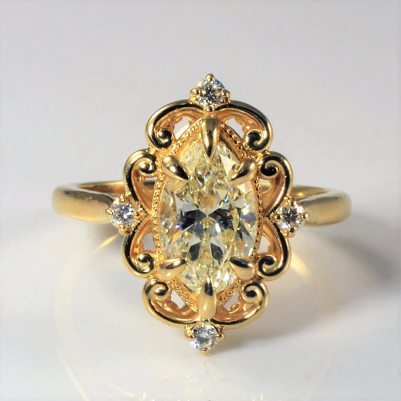 100 Ways Jewelry Bespoke' Ornate Filigree Marquise Diamond Ring | 1.71ctw | SZ 7 |