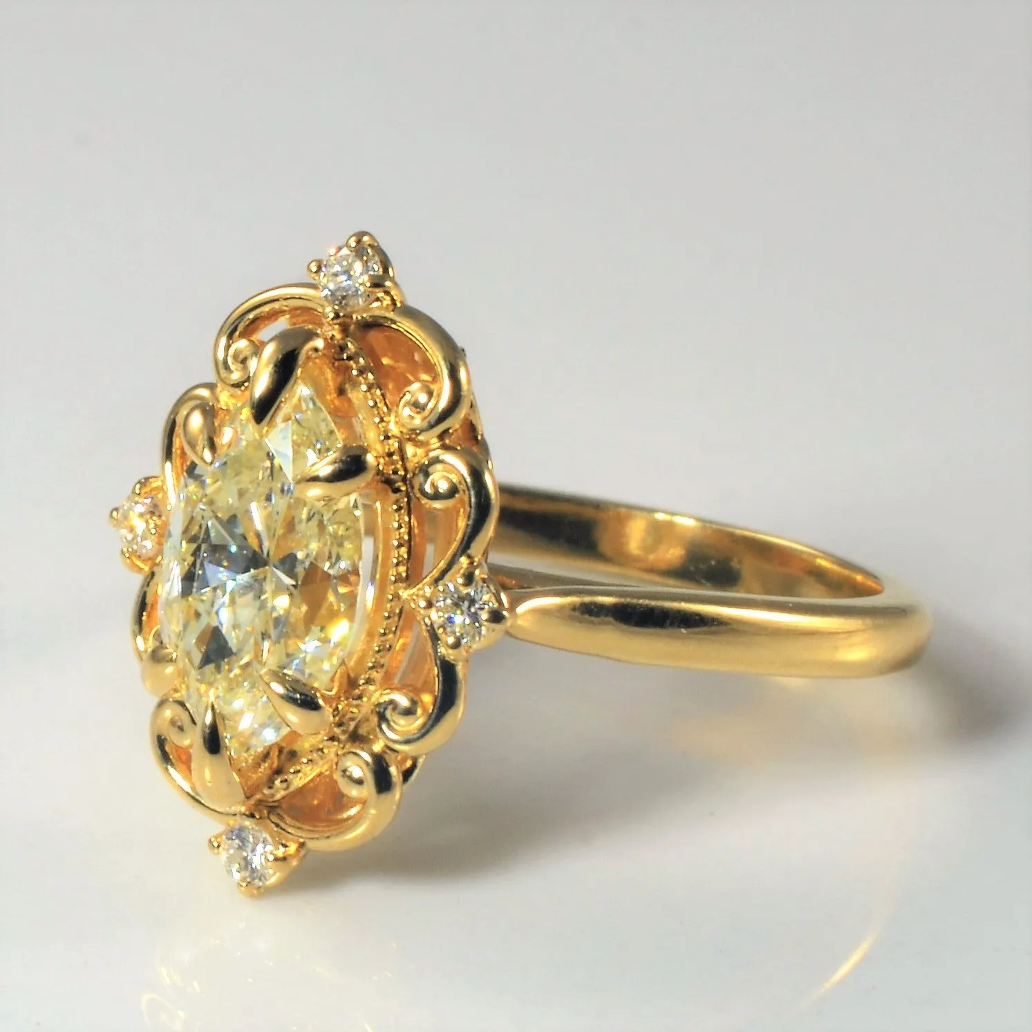 100 Ways Jewelry Bespoke' Ornate Filigree Marquise Diamond Ring | 1.71ctw | SZ 7 |
