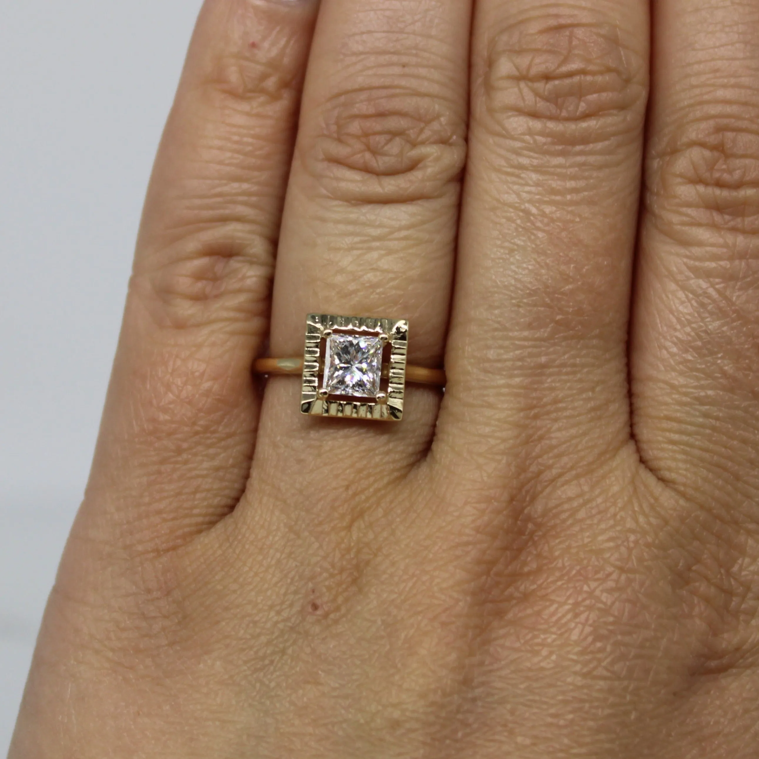 100 Ways Jewelry Bespoke' Princess Diamond Inset Solitaire Ring | 1.05ct | SZ 7.5 |