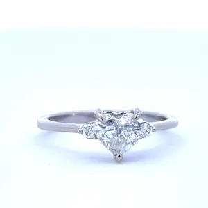 100 Ways Jewelry Bespoke' Three Stone Heart Cut Diamond Engagement Ring | 0.92ctw | SZ 6.75 |
