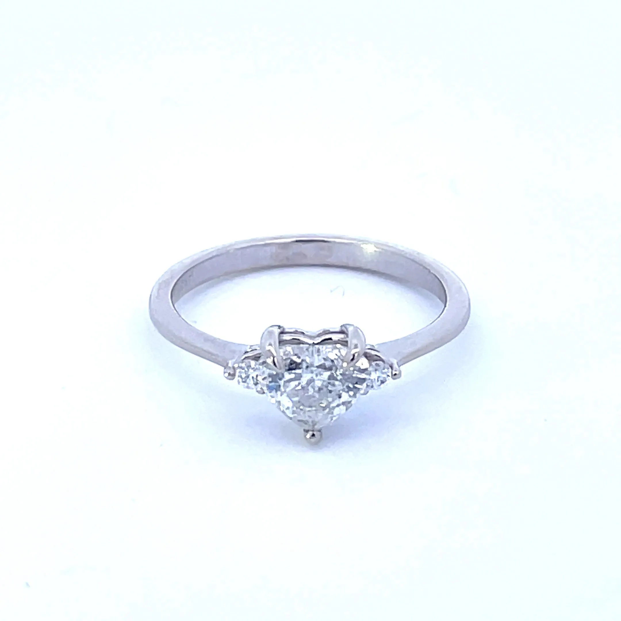 100 Ways Jewelry Bespoke' Three Stone Heart Cut Diamond Engagement Ring | 0.92ctw | SZ 6.75 |