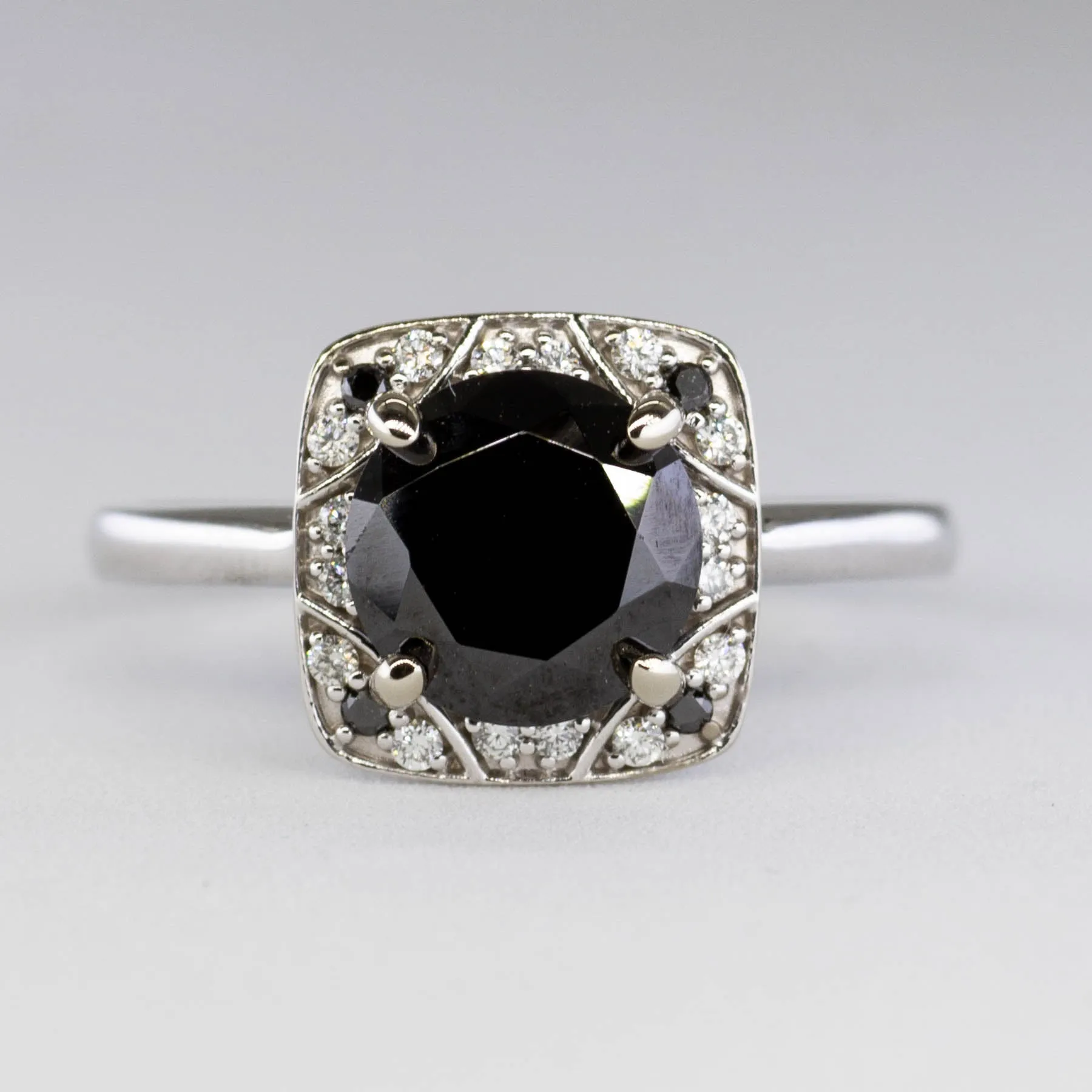 100 Ways Jewelry Black Diamond Halo Engagement Ring | SZ 7.25 |