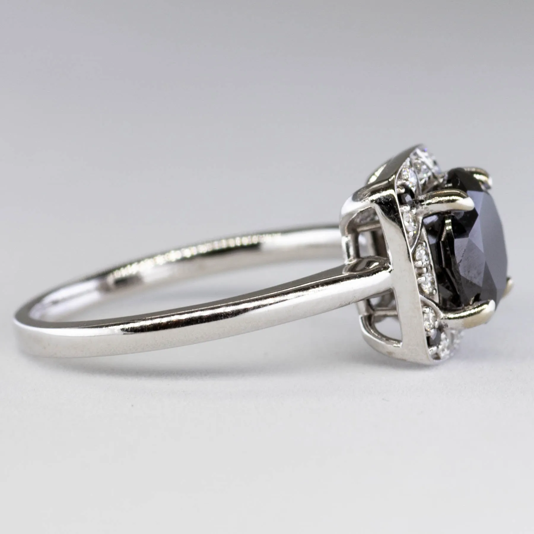 100 Ways Jewelry Black Diamond Halo Engagement Ring | SZ 7.25 |