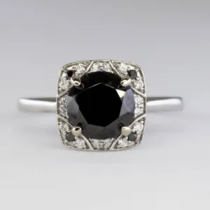 100 Ways Jewelry Black Diamond Halo Engagement Ring | SZ 7.25 |