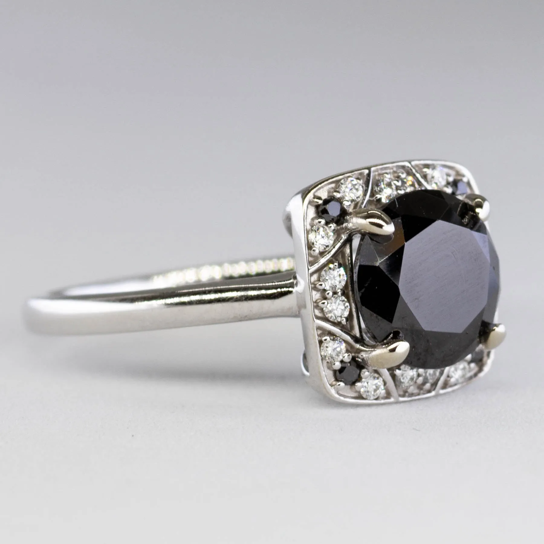 100 Ways Jewelry Black Diamond Halo Engagement Ring | SZ 7.25 |