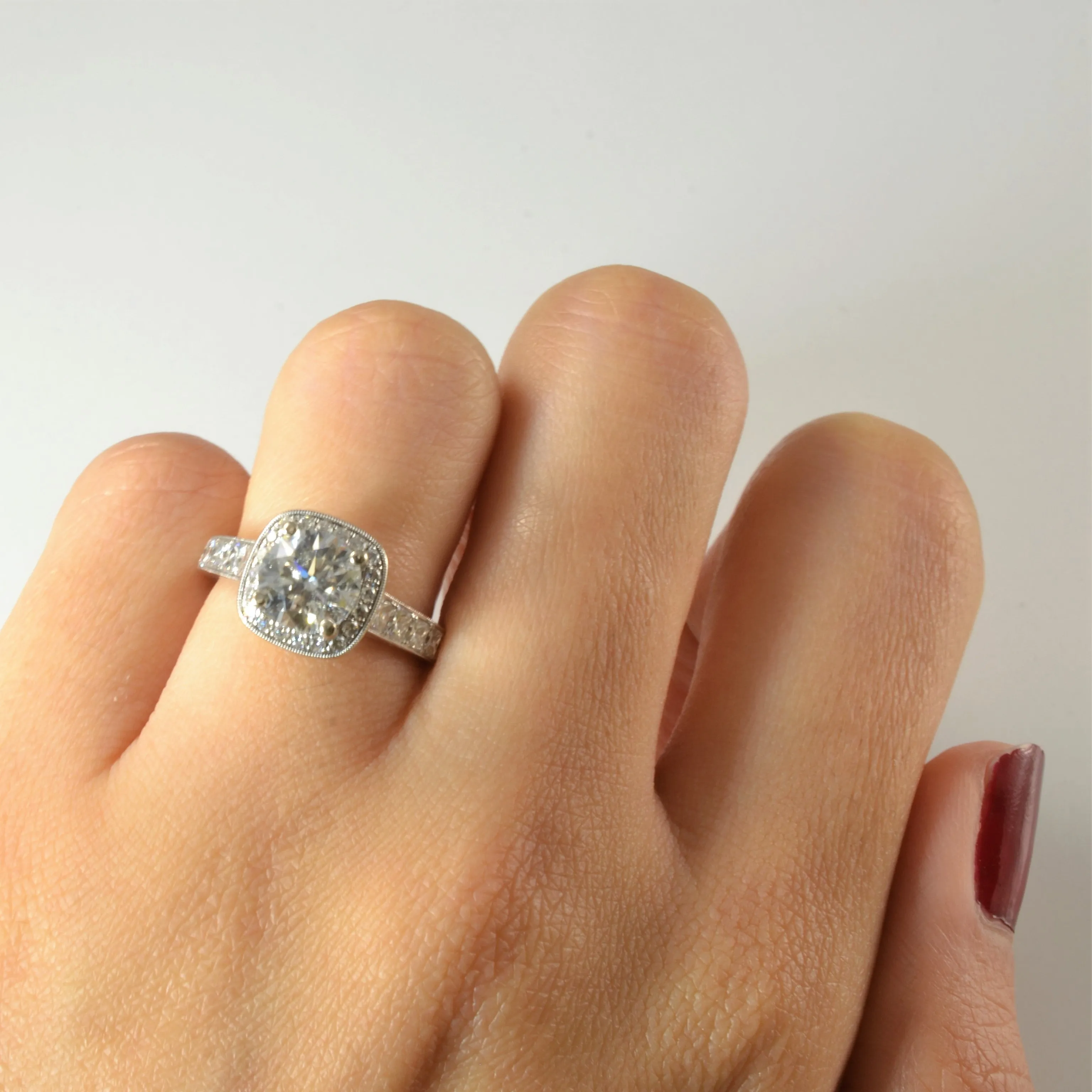 100 Ways Jewelry Simon G' Diamond Halo Engagement Ring | 2.06ctw | SZ 4.5 |