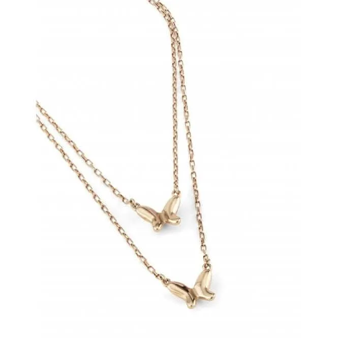 18K Gold Plated Double Butterfly Necklace COL1861ORO0000U Unode50 Jewelry And Accessories