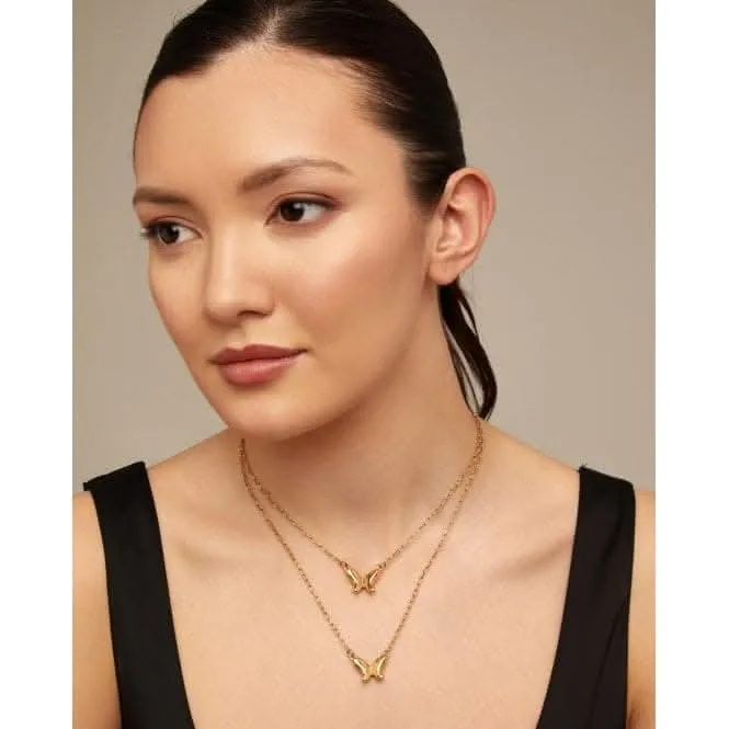 18K Gold Plated Double Butterfly Necklace COL1861ORO0000U Unode50 Jewelry And Accessories