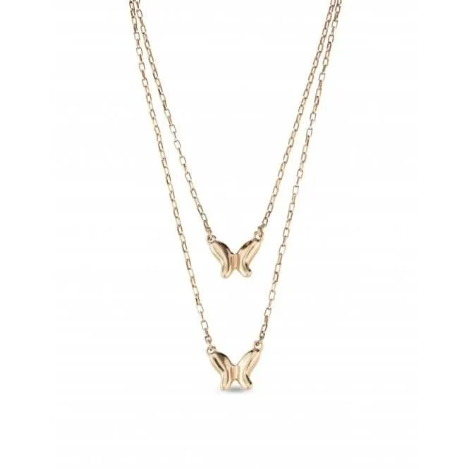 18K Gold Plated Double Butterfly Necklace COL1861ORO0000U Unode50 Jewelry And Accessories