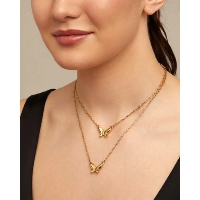 18K Gold Plated Double Butterfly Necklace COL1861ORO0000U Unode50 Jewelry And Accessories