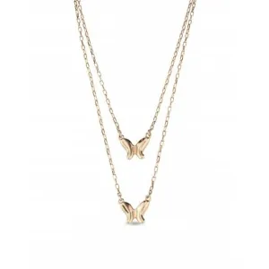 18K Gold Plated Double Butterfly Necklace COL1861ORO0000U Unode50 Jewelry And Accessories