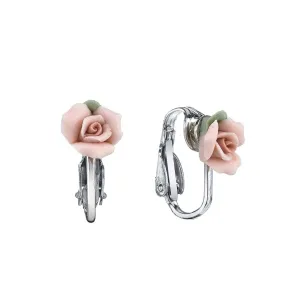 1928 Bridal Porcelain Rose Clip On Earrings 1928 Jewelry