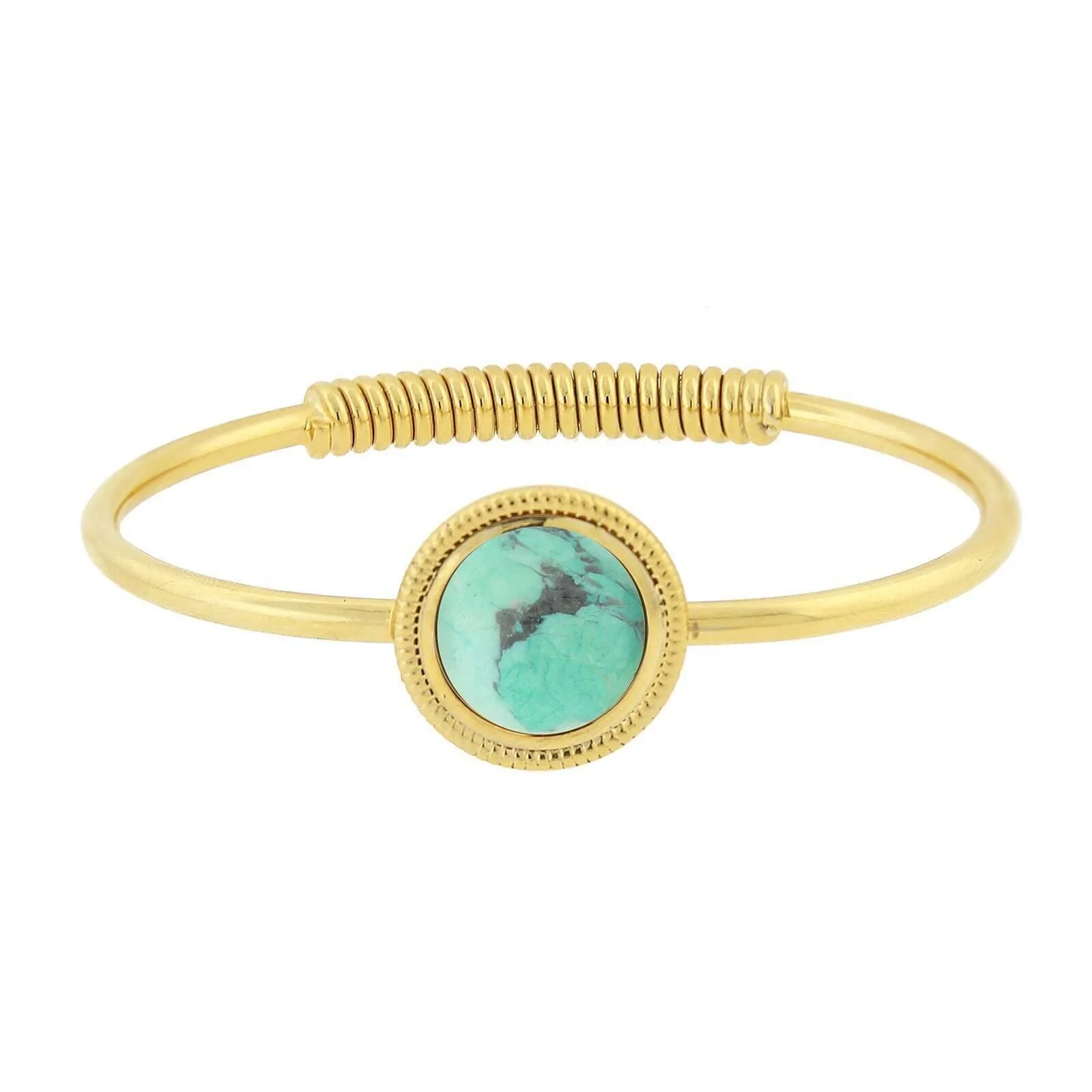 1928 Jewelry 14K Gold Dipped Gemstone Spring Hinge Bracelet 1928 Jewelry