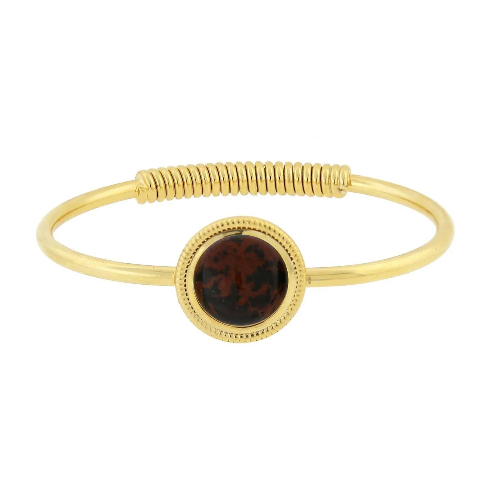 1928 Jewelry 14K Gold Dipped Gemstone Spring Hinge Bracelet 1928 Jewelry