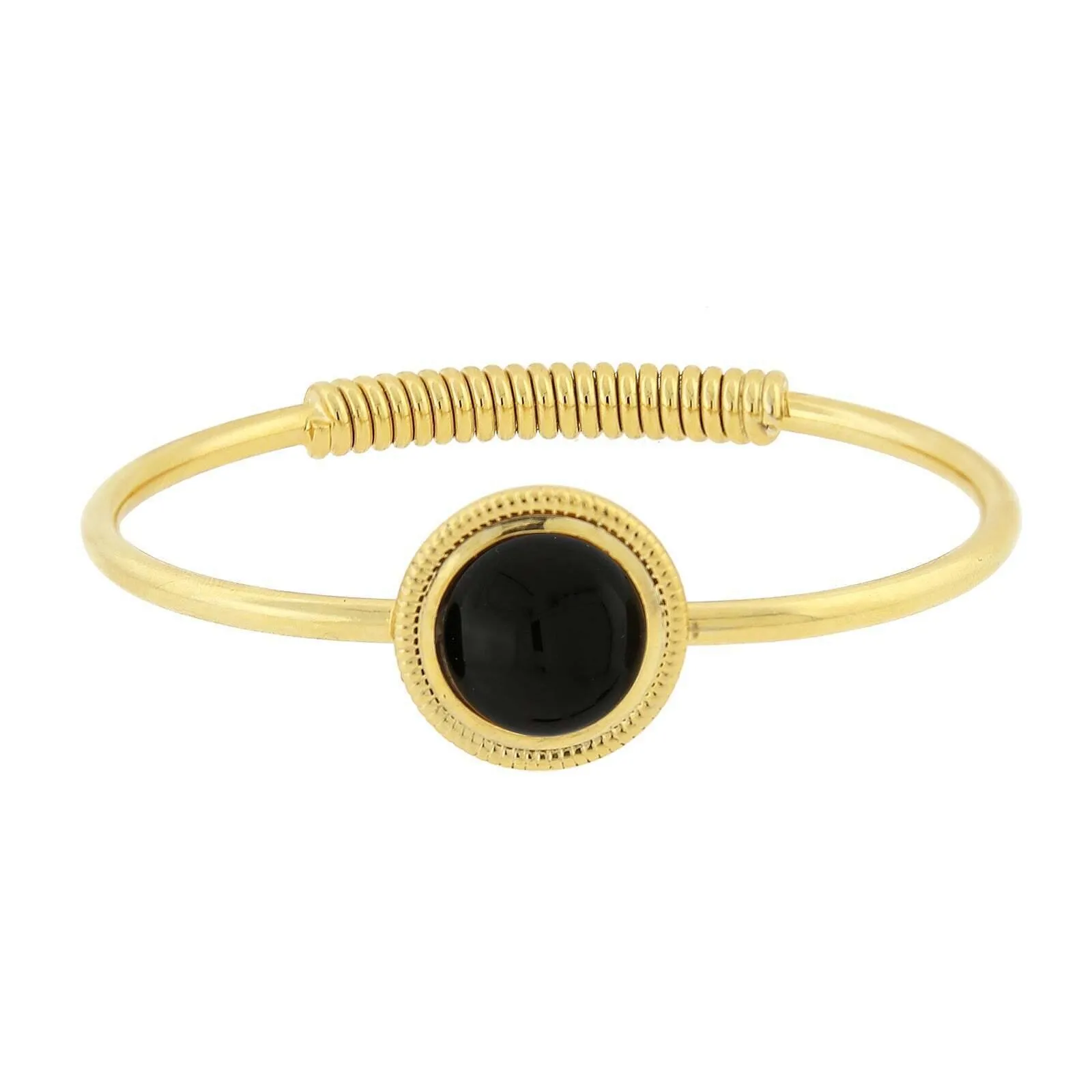 1928 Jewelry 14K Gold Dipped Gemstone Spring Hinge Bracelet 1928 Jewelry