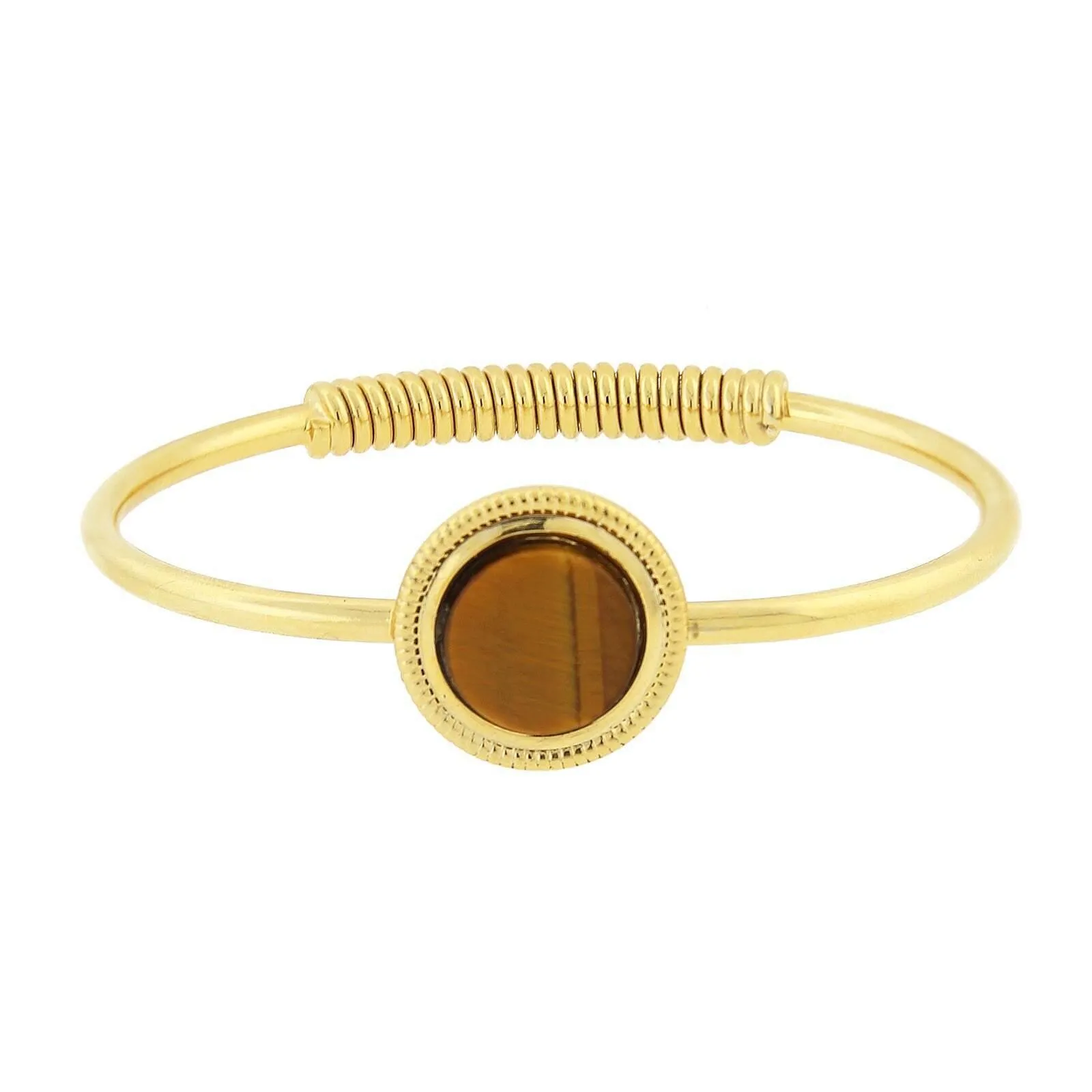 1928 Jewelry 14K Gold Dipped Gemstone Spring Hinge Bracelet 1928 Jewelry