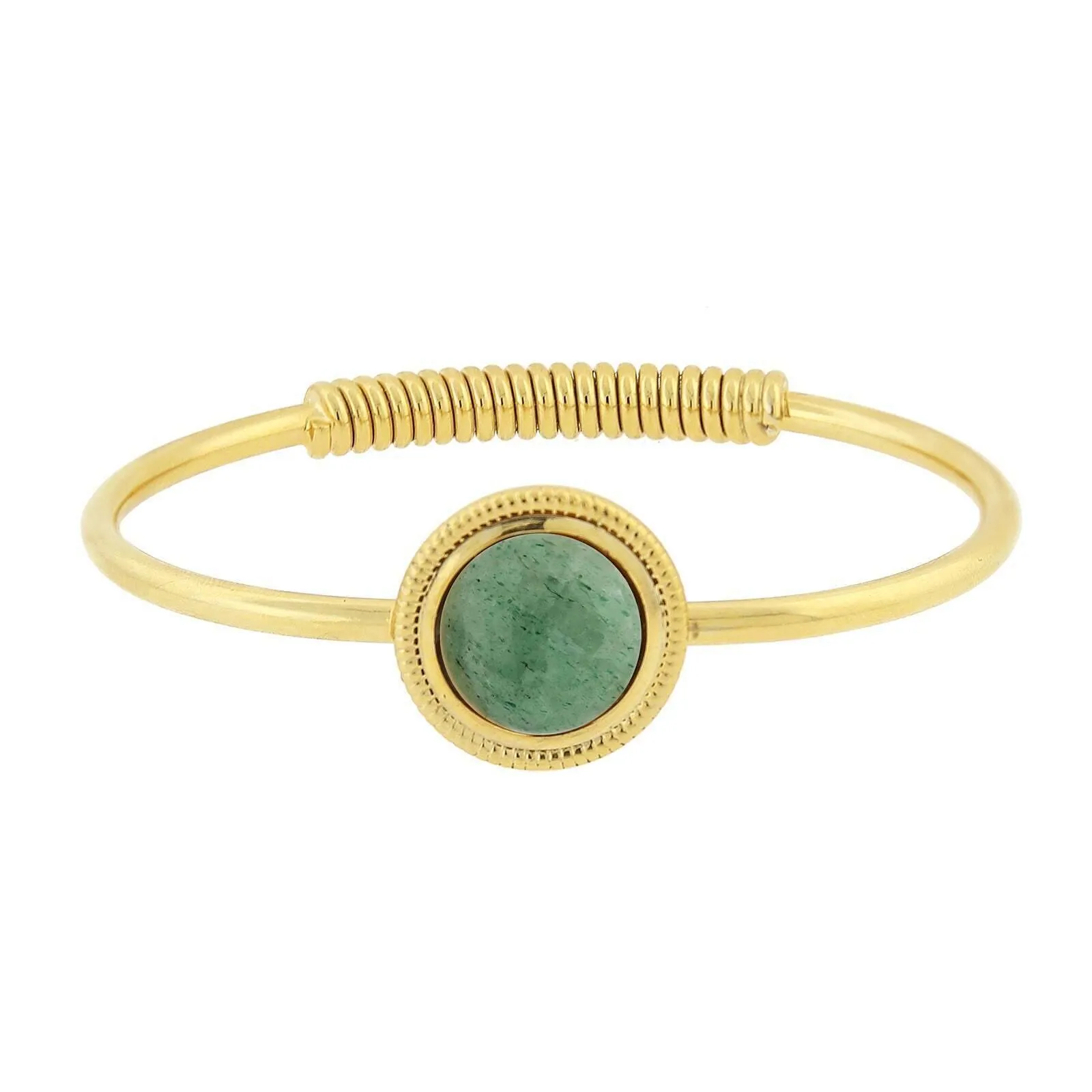 1928 Jewelry 14K Gold Dipped Gemstone Spring Hinge Bracelet 1928 Jewelry