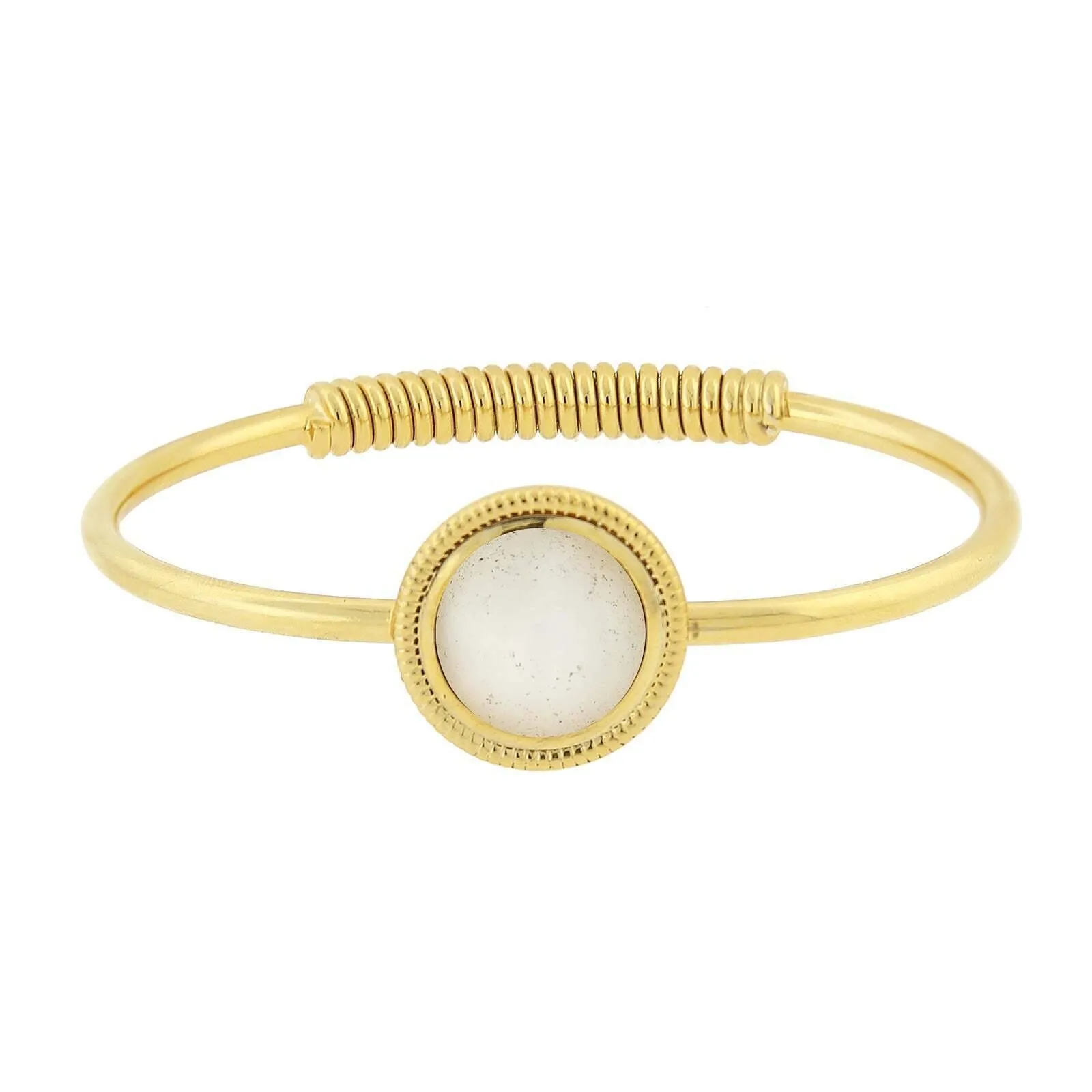 1928 Jewelry 14K Gold Dipped Gemstone Spring Hinge Bracelet 1928 Jewelry