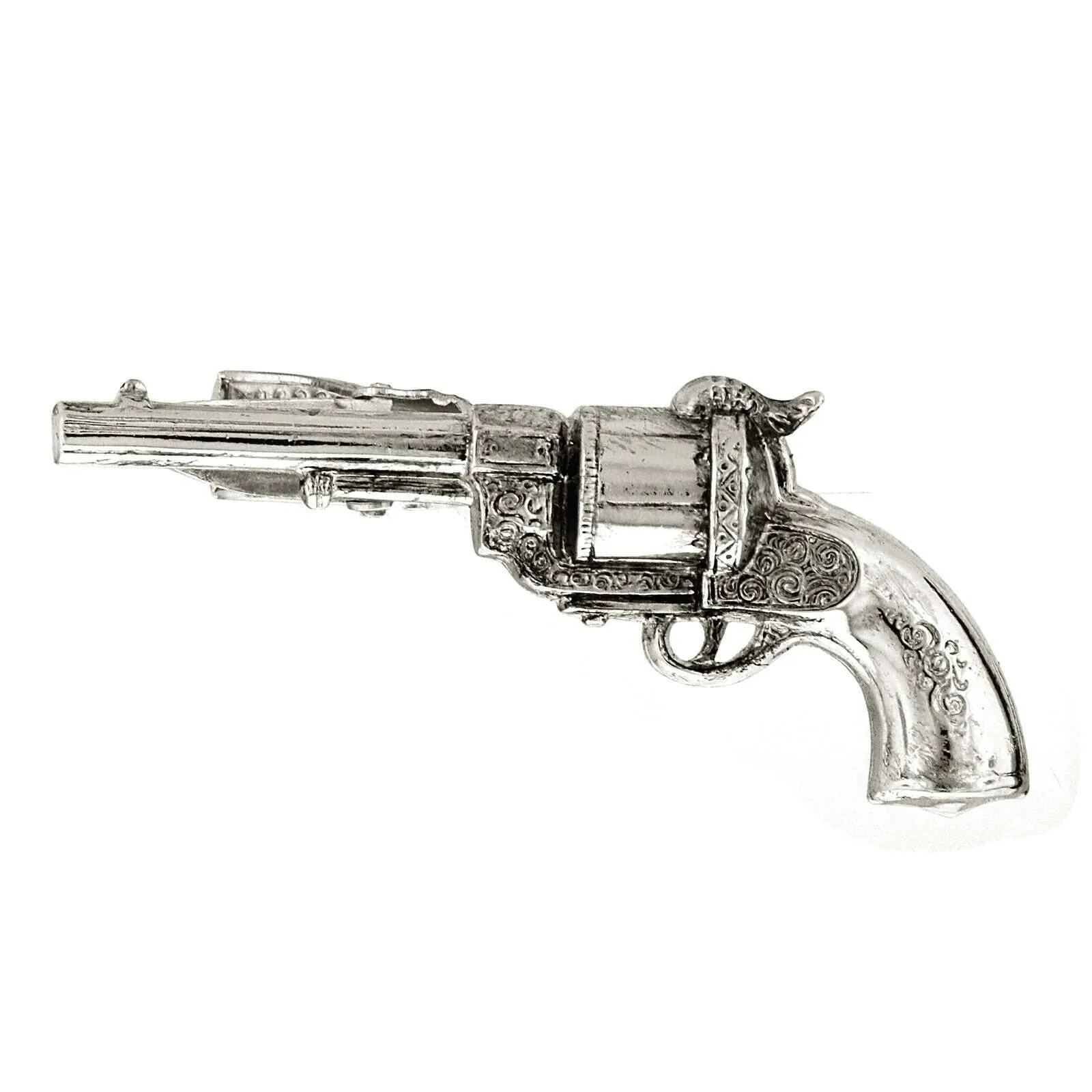 1928 Jewelry 18th Century Style Six Round Cylinder Single Action Revolver Pistol Tie Clip 1928 Jewelry
