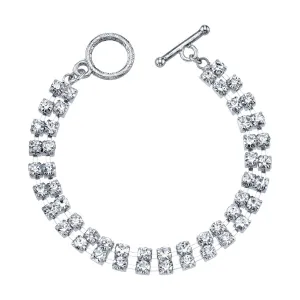 1928 Jewelry 2-Row Radiant Crystal Rhinestone Toggle Bracelet 1928 Jewelry