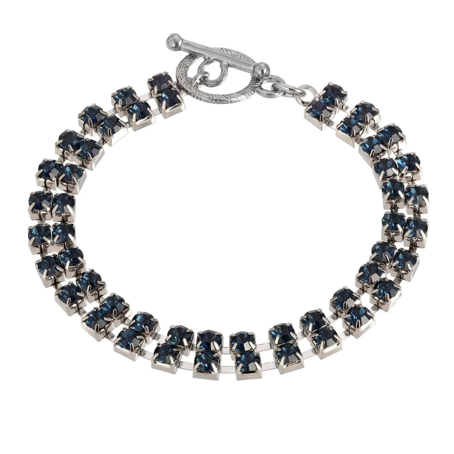 1928 Jewelry 2-Row Radiant Crystal Rhinestone Toggle Bracelet 1928 Jewelry