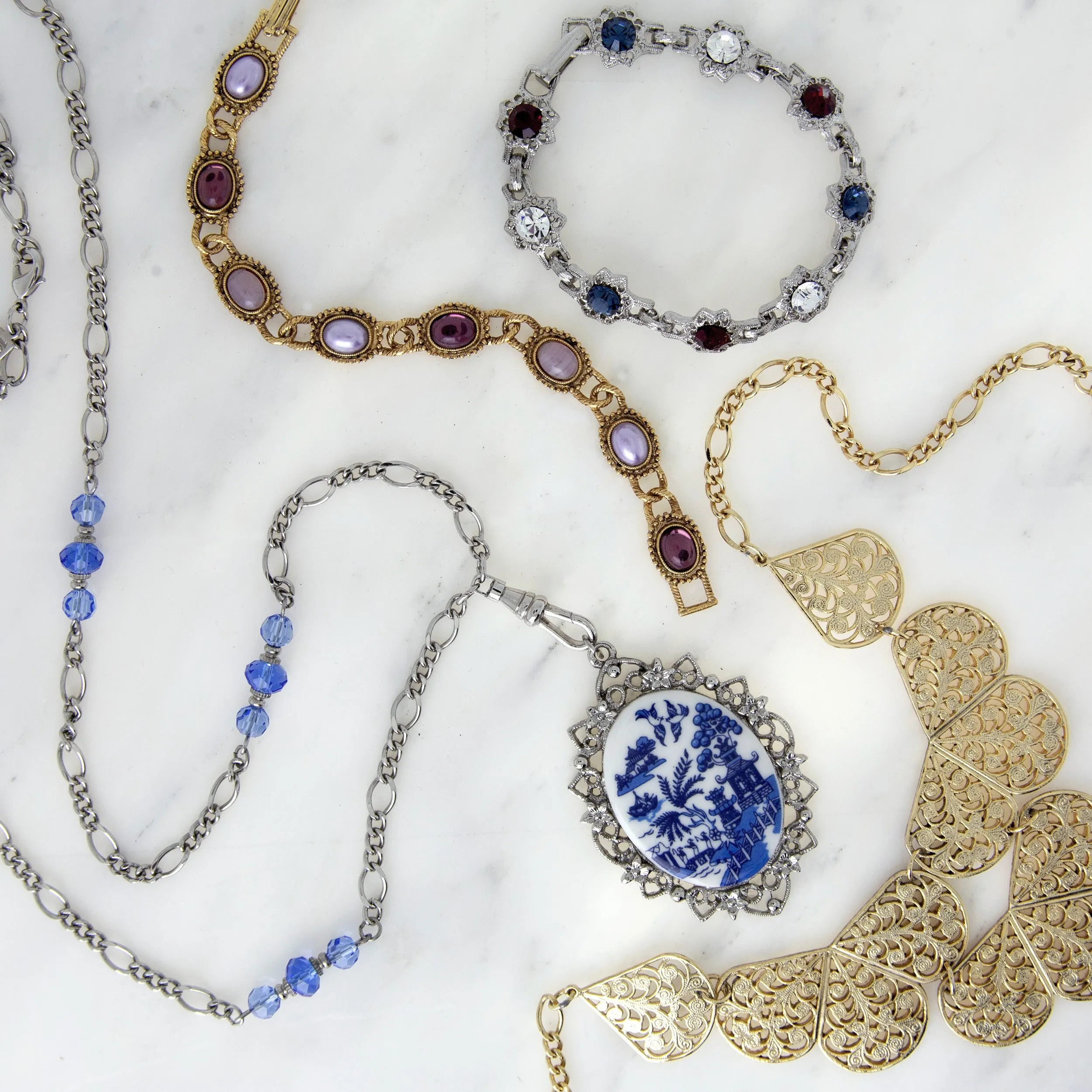 1928 Jewelry $200 Value Mystery Jewelry Box Two Necklaces and Two Bracelets 1928 Jewelry