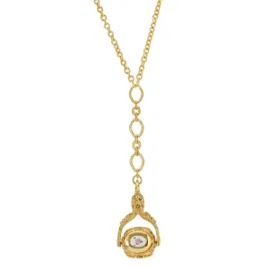 1928 Jewelry 3 Sided Pink Floral Spinner Drop Locket Necklace 26" 1928 Jewelry