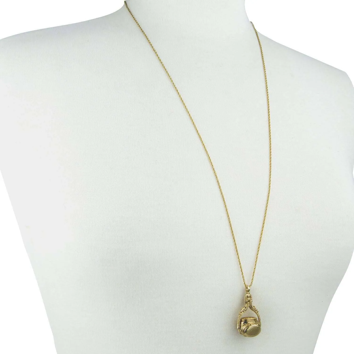 1928 Jewelry 3 Sided Spinner Locket Necklace 30" 1928 Jewelry
